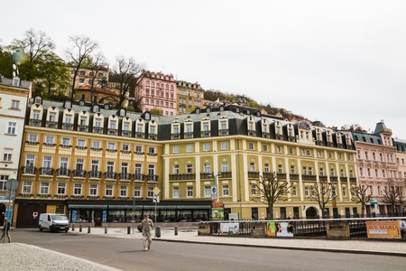 Karlovy Vary, Czech Republic - May, 03, 2017: Building on the street of Karlovy Vary in 2017のeditorial素材