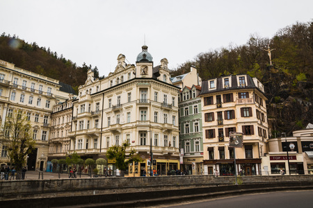 Karlovy Vary, Czech Republic - May, 03, 2017: Building on the street of Karlovy Vary in 2017のeditorial素材