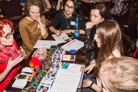 Russia, Kirov - February, 19, 2017: People take part in the festival Time for play which includes plays for business and plays for coaching and teaching in Kirov city in 2017のeditorial素材