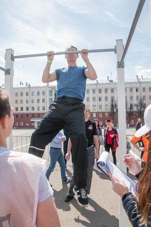 Russia, Kirov - May, 20, 2017: People during open sport training on the main square of Kirov city in 2017のeditorial素材