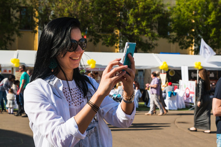 Russia, Kirov - June, 12, 2017: People during the open festival called Delicious Vyatka (Vkusnaya Vyatka) in the birthday of Kirov city in 2017のeditorial素材