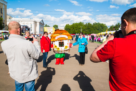 Russia, Kirov - June, 12, 2017: People during the open festival called Delicious Vyatka Vkusnaya Vyatka in the birthday of Kirov city in 2017のeditorial素材