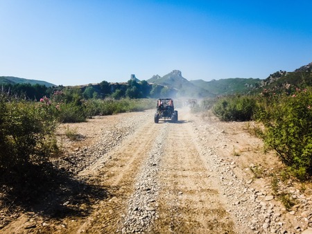 Side, Turkey - June, 24, 2017: Buggy safari tour in mountain in Turkeyのeditorial素材