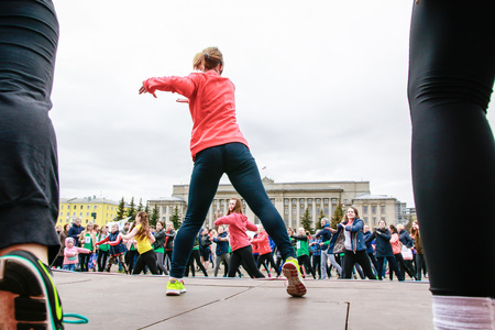 Russia, Kirov - May, 21, 2017: People during open sport training on the main square of Kirov city in 2017のeditorial素材
