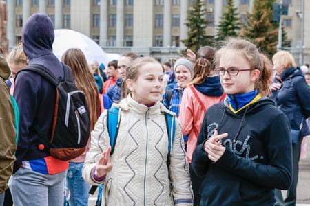 Russia, Kirov - May, 21, 2017: People during open sport training on the main square of Kirov city in 2017のeditorial素材