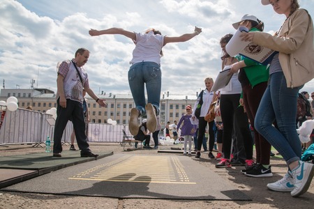 Russia, Kirov - May, 20, 2017: People during open sport training on the main square of Kirov city in 2017のeditorial素材
