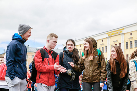 Russia, Kirov - May, 21, 2017: People during open sport training on the main square of Kirov city in 2017のeditorial素材