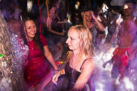 Side, Turkey - June, 25, 2017: People in a public open foam party in Side in 2017のeditorial素材