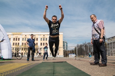 Russia, Kirov - May, 20, 2017: People during open sport training on the main square of Kirov city in 2017のeditorial素材