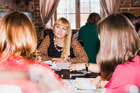 Russia, Kirov - February, 19, 2017: People take part in the festival Time for play which includes plays for business and plays for coaching and teaching in Kirov city in 2017のeditorial素材