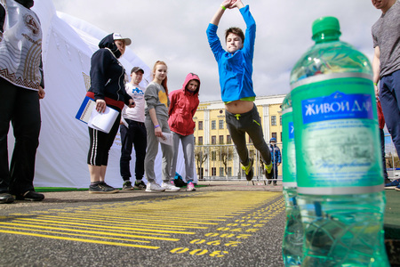 Russia, Kirov - May, 21, 2017: People during open sport training on the main square of Kirov city in 2017のeditorial素材