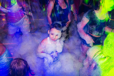 Side, Turkey - June, 25, 2017: People in a public open foam party in Side in 2017のeditorial素材