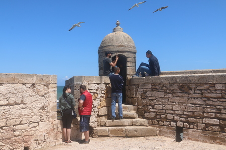 Essaouira, Morocco - May 13, 2016: Tourists in Essaouira city in a summer dayのeditorial素材