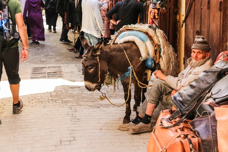 Rabat, Morocco - May 15, 2016: Pepole on the street of Rabat city in Moroccoのeditorial素材