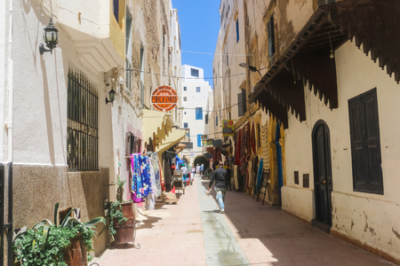 Essaouira, Morocco - may 13, 2016: Street and building in  Essaouira city. North Africaのeditorial素材