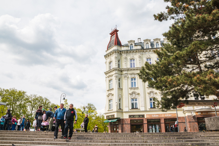 Karlovy Vary, Czech Republic - May 03, 2017: View of Old Town of Karlovy Vary, Czech Republicのeditorial素材