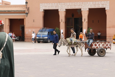 Marrakech, Morocco - May 17, 2016 : People walking in jamaa el fna squareのeditorial素材