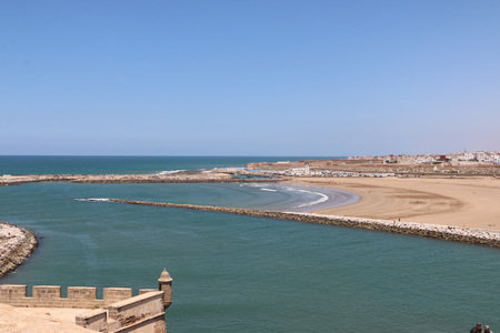 Views of the promenade and the sea behind it in a nice dayの写真素材
