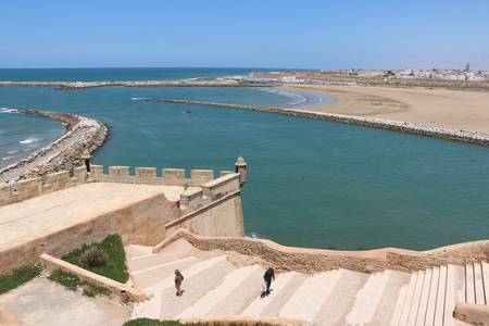 Views of the promenade and the sea behind it in a nice dayの写真素材