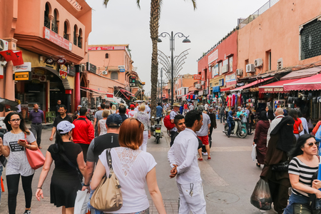 Marrakech, Morocco - May 17, 2016 : People walking on the street in Marrakech in Moroccoのeditorial素材