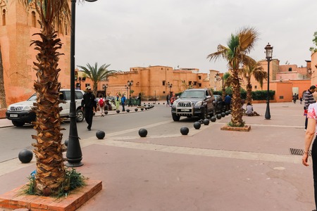 Marrakech, Morocco - May 17, 2016 : People walking on the street in Marrakech in Morocco