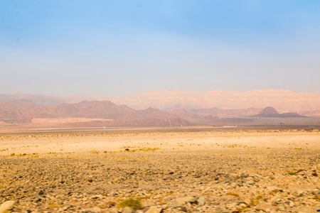 Nice view sand and big rocks in Wadi Rum desert in Jordan in a sunny evening before sunsetの写真素材