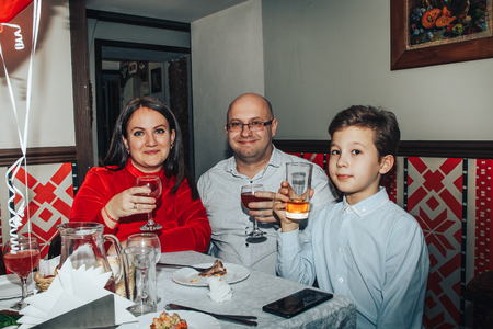 Kirov, Russia - November, 24, 2017: Guests near the table at the celebration banquetのeditorial素材