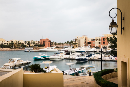 Aqaba, Jordan - December 24, 2017: Modern marine full of beautiful yachts in Aqaba city in Tala bay in Jordanのeditorial素材