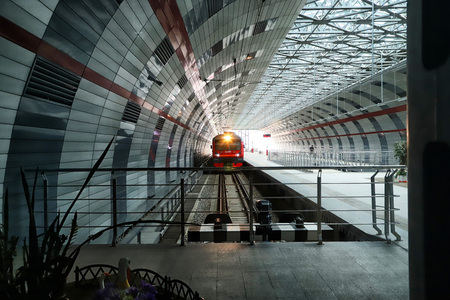 Kazan, Russia - May 19, 2018: Railway station in airport in Kazan city