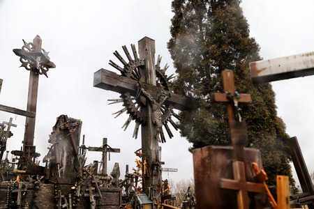 SIAULIAI, LITHUANIA - April 01, 2018: The Hill Of Crosses in northern Lithuaniaのeditorial素材