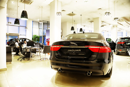 Kazan, Russia - May 18, 2018: Car in showroom of dealership Jaguar in Kazan in 2018のeditorial素材