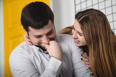 Lovely couple have fun and relax at home together. Lifestyle concept