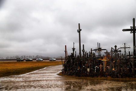SIAULIAI, LITHUANIA - April 01, 2018: The Hill Of Crosses in northern Lithuaniaのeditorial素材
