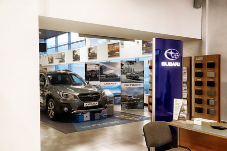 Kazan, Russia - May 18, 2018: Reception in showroom of dealership Subaru in Kazan in 2018のeditorial素材