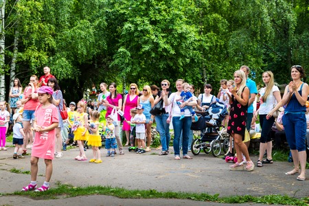 Kirov, Russia - July 08, 2018: People in a summer park MultiLand in Kirov cityのeditorial素材