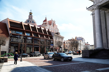 Vilnius, Lithuania - April 04, 2018: Houst in Old, central and historical part of Vilnius cityのeditorial素材