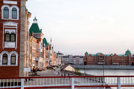 Yoshkar-Ola, Russia - August 30, 2018: Bruges embankment in the summer evening in the city of...