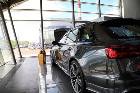 Kazan, Russia - May 27, 2018: Car in showroom of dealership Audi in Kazan in 2018
