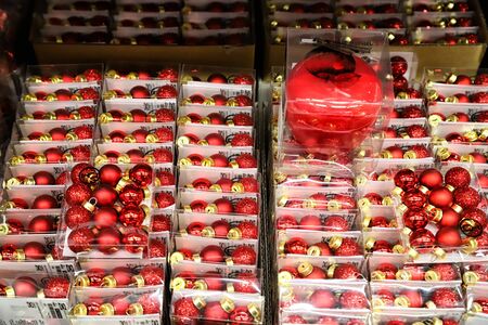 Kazan, Russia - Oktober 17, 2018: Interior of large IKEA store with a wide range of products in Russia. Christmas decorations on the counterのeditorial素材