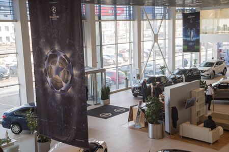 Kirov, Russia - March 14, 2018: Reception in showroom of dealership Nissan in Nizhny Novgorodcity in...