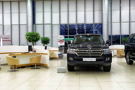 Kazan, Russia - May 18, 2018: Car in showroom of dealership Toyota in Kazan in 2018のeditorial素材