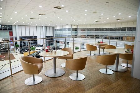 Kazan, Russia - October 16, 2018: Lunchroom in showroom of dealership Toyota in Kazan city in...
