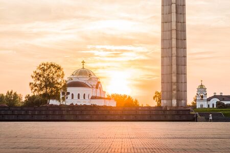 BREST, BELARUS - September 13, 2018: Memorial complex Brest Fortress-Hero. Obelisk in memory for the...