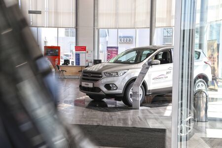 Kazan, Russia - May 27, 2018: Car in showroom of dealership Ford in Kazan