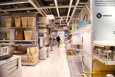 Kazan, Russia - Oktober 17, 2018: Interior of large IKEA store with a wide range of products in Russia in Kazan cityのeditorial素材
