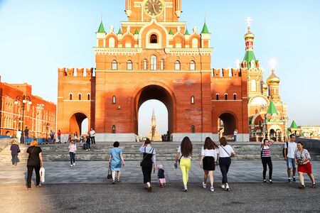 Yoshkar-Ola city, Republic of Mari El, Russia - August 30, 2018: View of the Blagoveshchenskaya...