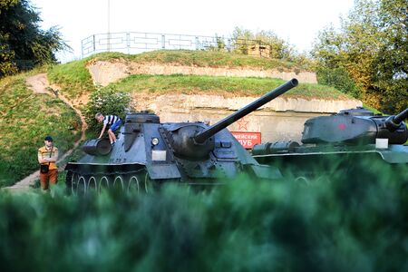 BREST, BELARUS - September 13, 2018: Memorial complex Brest Fortress-Hero. Ancient tanks of the second world warのeditorial素材