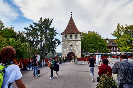 Laufen, Switzerland - September 19, 2018: Laufen castle in Switzerland near Rhine falls in a day and...