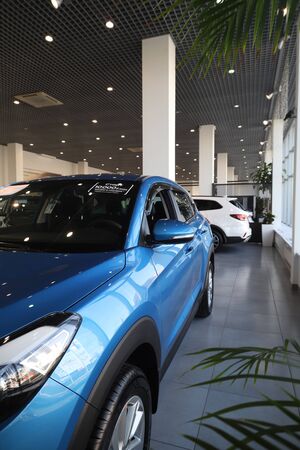 Nizhny Novgorod, Russia - March 14, 2018: Cars in showroom of dealership Hynday in Nizhny Novgorod...
