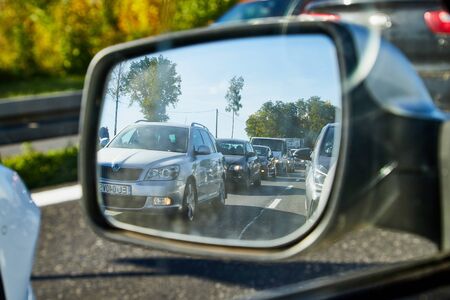 Warsaw, Poland - September 30, 2018: Cars on the streets of Warsaw in Poland on a Sunny day. Intense...